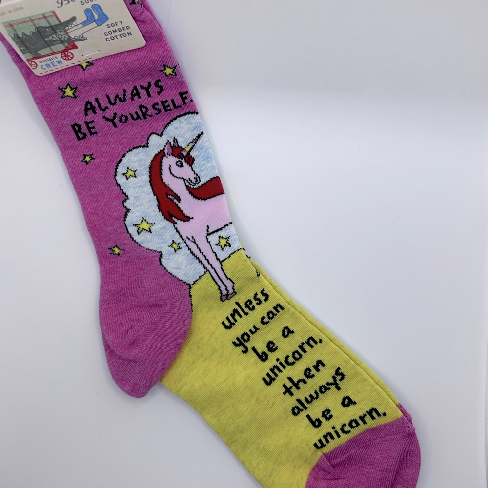 Blue Q Always Be Yourself…Unicorn W-crew socks NWT
